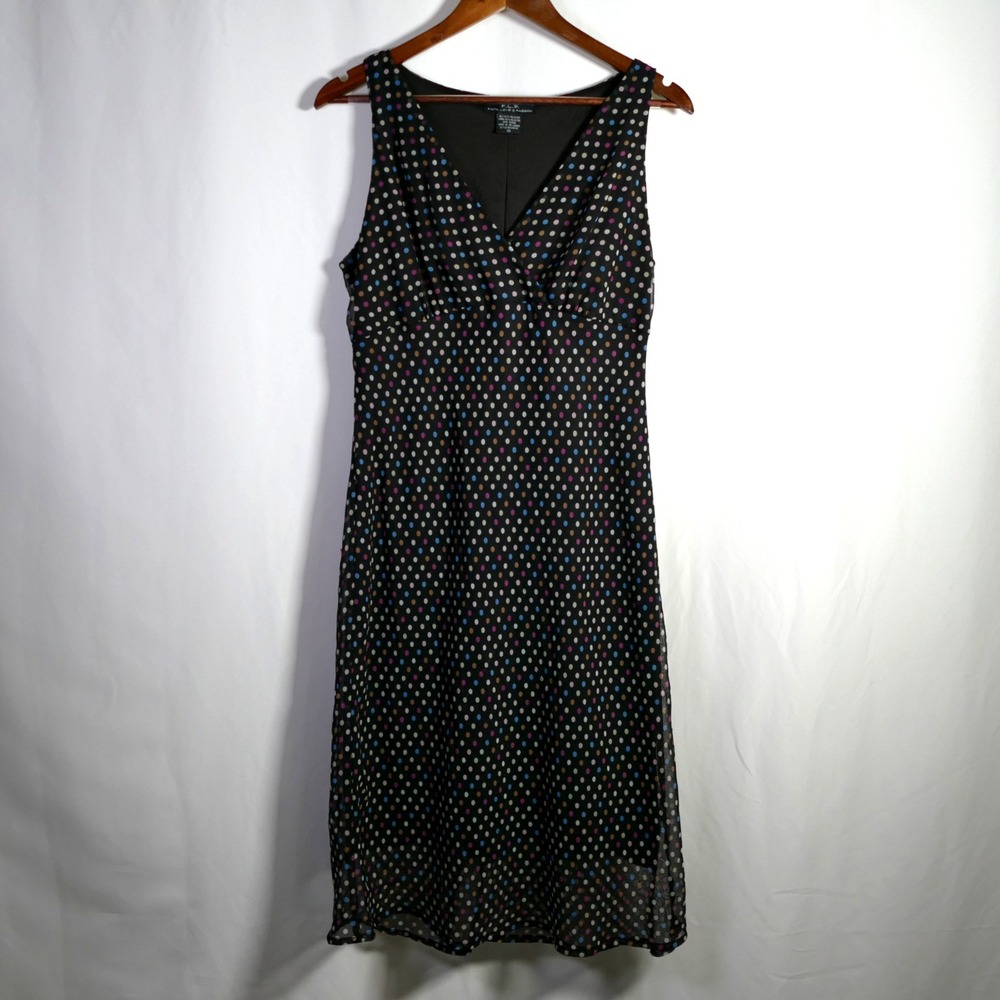 Womens Y2K Preppy Polka Dot Babydoll Midi Dress Size 10 Rockabilly Pinup Dainty
